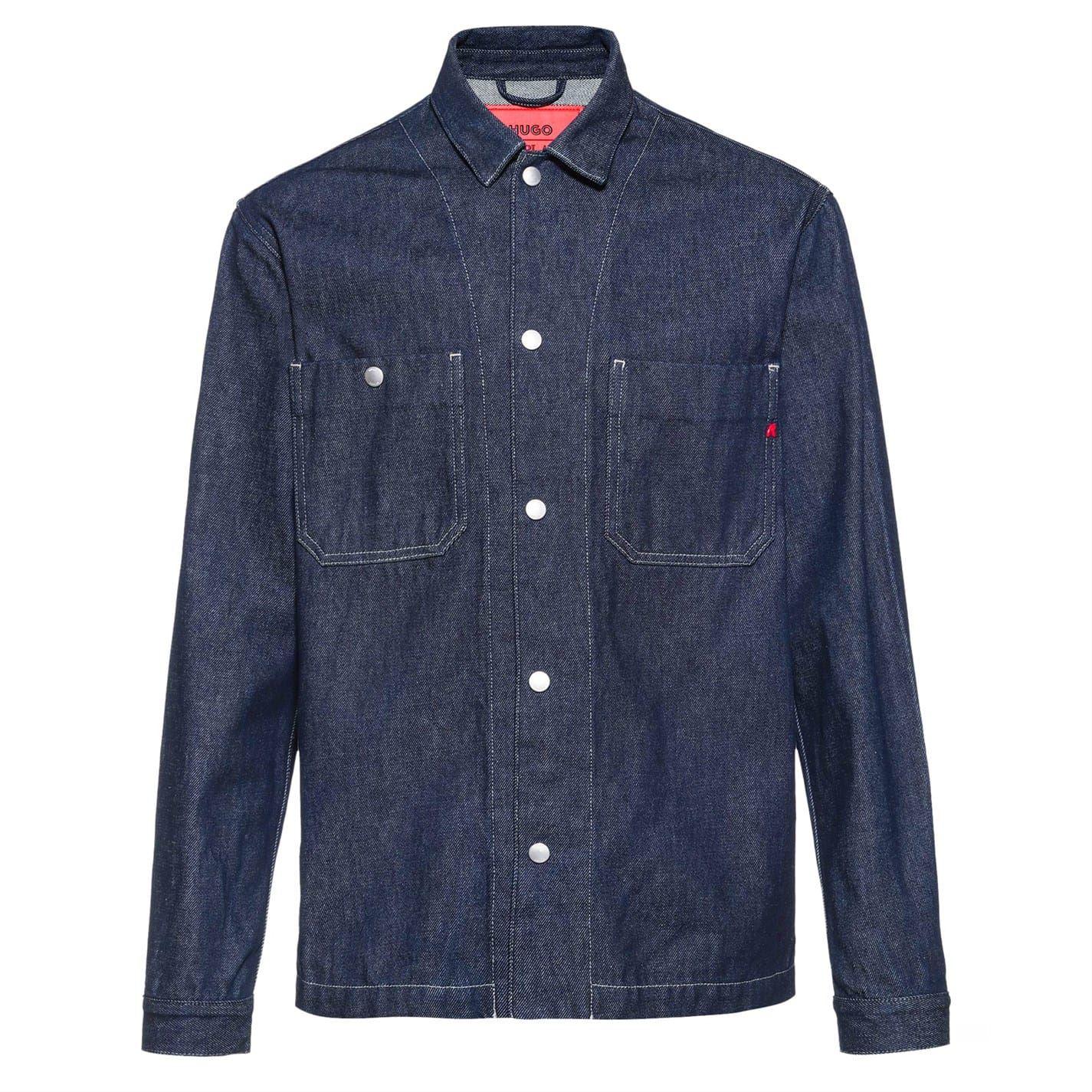 Dark Wash - Front - Hugo Boss Mens X Replay Denim Oversized Overshirt
