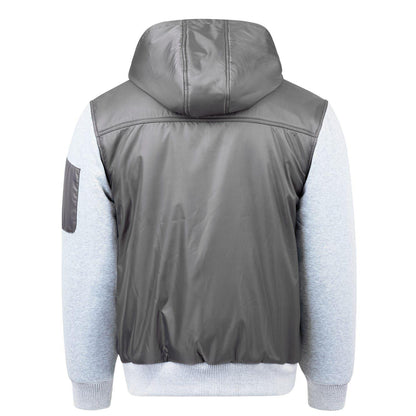 Charcoal - Back - Fabric Mens Fleece Lined Jacket