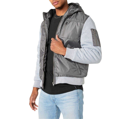 Charcoal - Side - Fabric Mens Fleece Lined Jacket