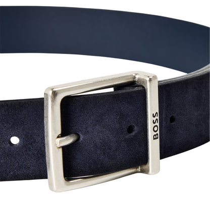 Dark Blue - Side - Boss Mens Rudy Suede Belt