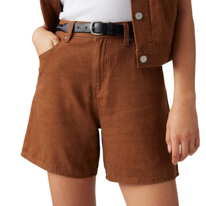 Brown - Side - Levis Womens-Ladies Denim Shorts