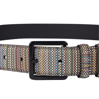 Multicoloured - Side - Paul Smith Mens Stripe Webbed Belt