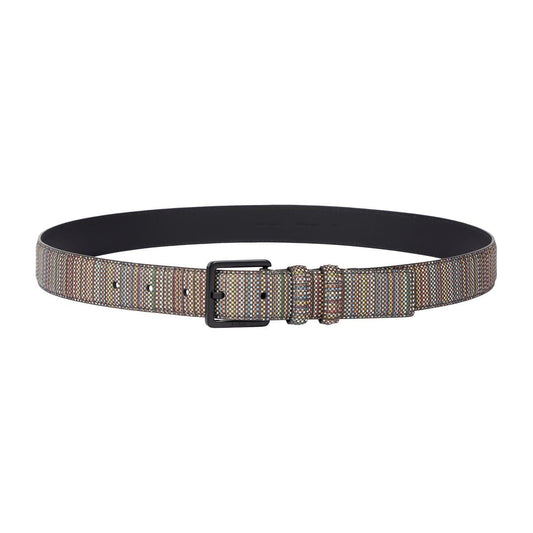 Multicoloured - Front - Paul Smith Mens Stripe Webbed Belt
