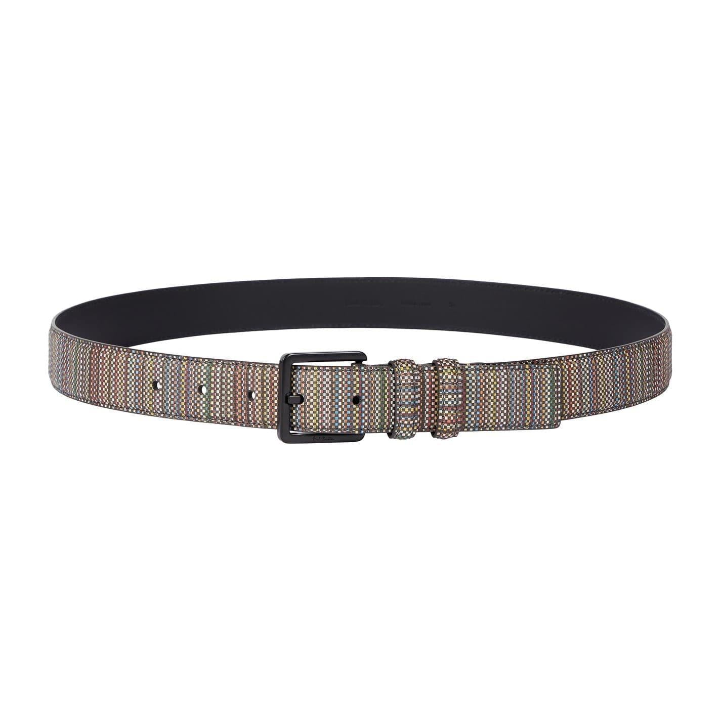 Multicoloured - Front - Paul Smith Mens Stripe Webbed Belt