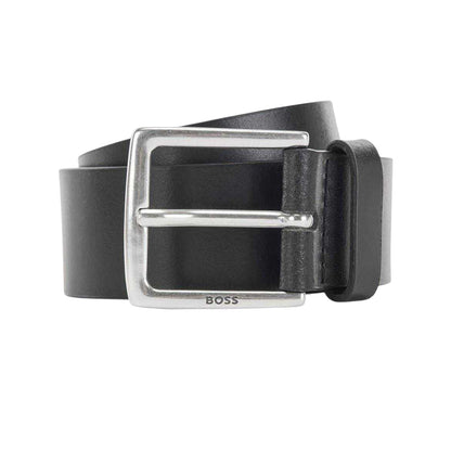 Black - Front - Boss Rummi Cow Leather Belt