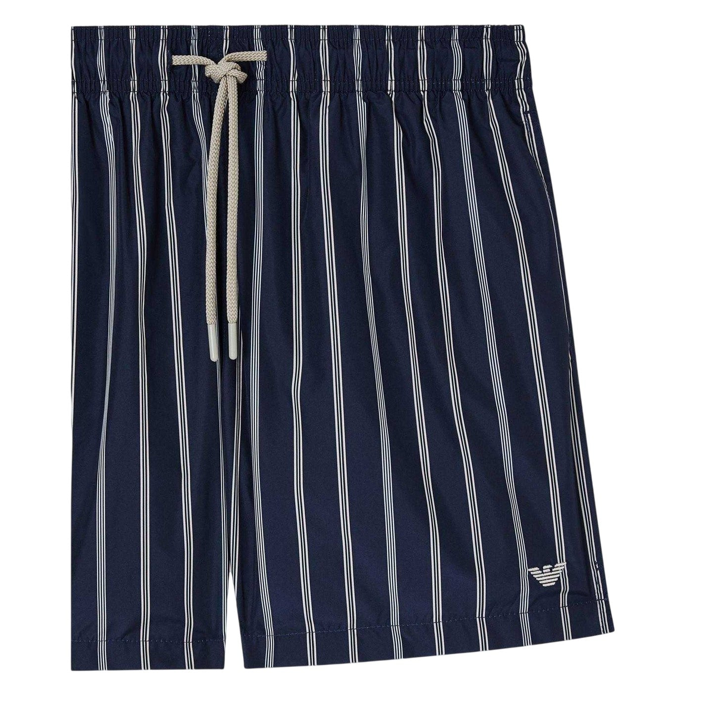 Blue-Black - Side - Emporio Armani EA7 Mens Striped Lightweight Swimming Trunks