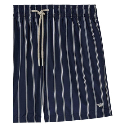 Blue-Black - Side - Emporio Armani EA7 Mens Striped Lightweight Swimming Trunks