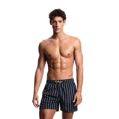 Blue-Black - Lifestyle - Emporio Armani EA7 Mens Striped Lightweight Swimming Trunks