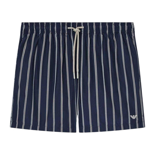 Blue-Black - Front - Emporio Armani EA7 Mens Striped Lightweight Swimming Trunks