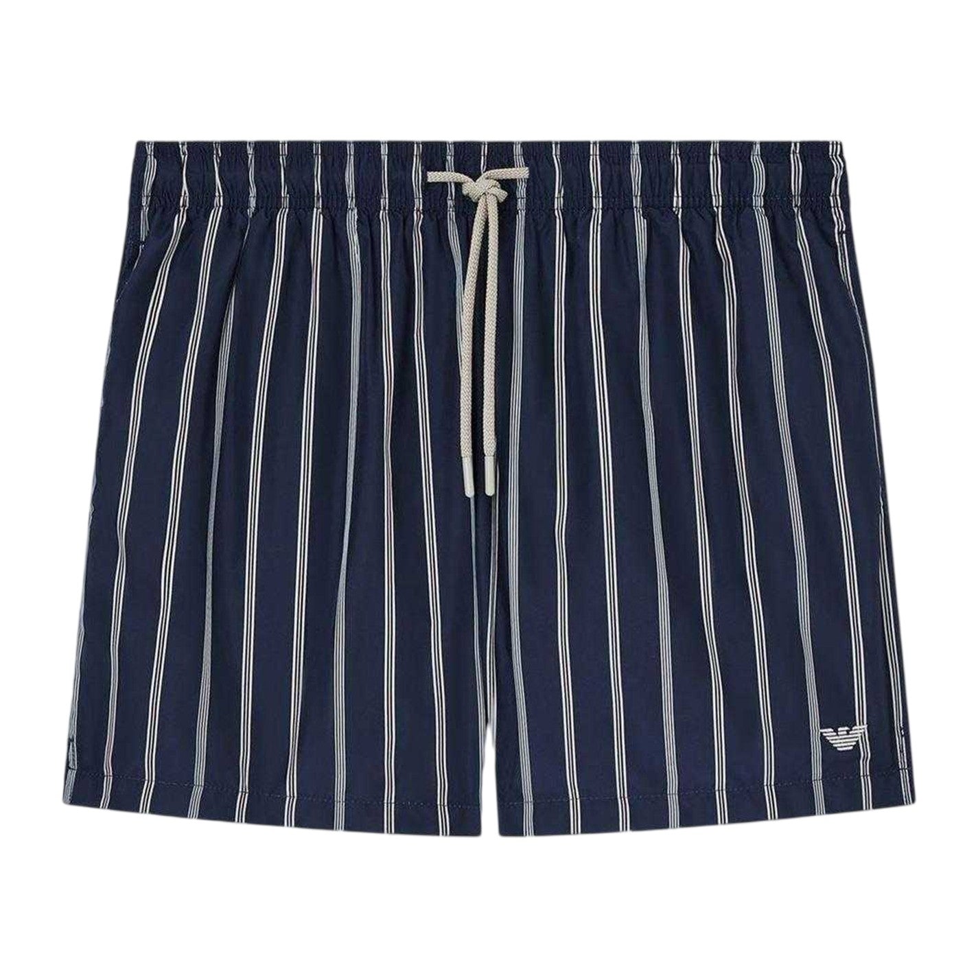 Blue-Black - Front - Emporio Armani EA7 Mens Striped Lightweight Swimming Trunks