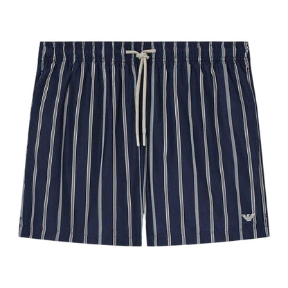 Blue-Black - Front - Emporio Armani EA7 Mens Striped Lightweight Swimming Trunks