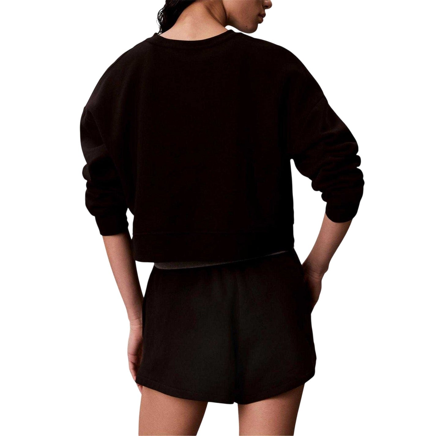 Black - Back - Calvin Klein Womens-Ladies Woven Logo Shorts