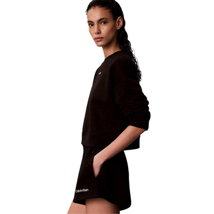 Black - Side - Calvin Klein Womens-Ladies Woven Logo Shorts