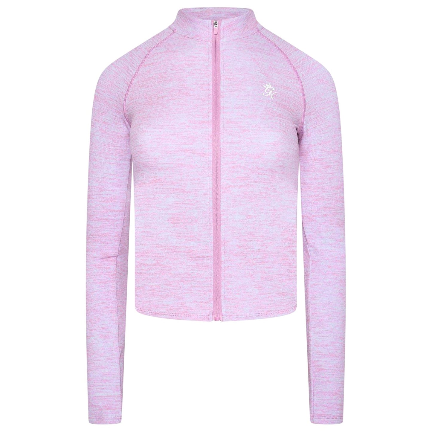 Pink Marl - Front - Gym King Womens-Ladies Heathered Full Zip Raglan Jacket