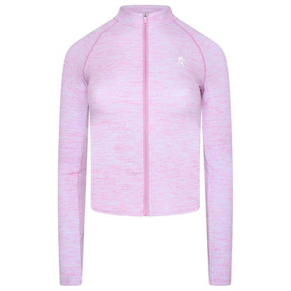 Pink Marl - Front - Gym King Womens-Ladies Heathered Full Zip Raglan Jacket