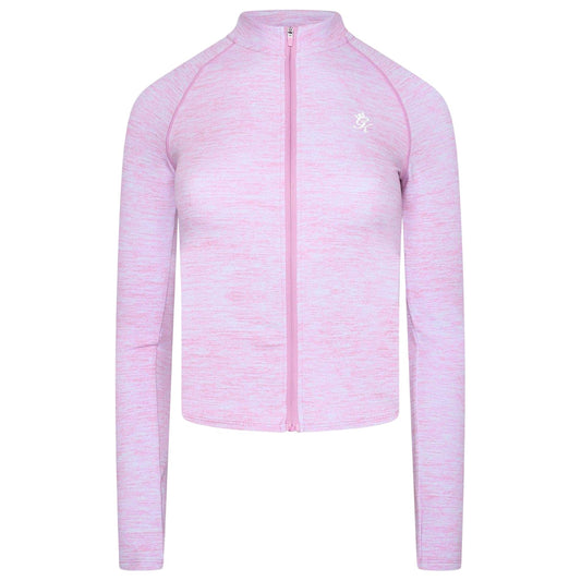 Pink Marl - Front - Gym King Womens-Ladies Heathered Full Zip Raglan Jacket