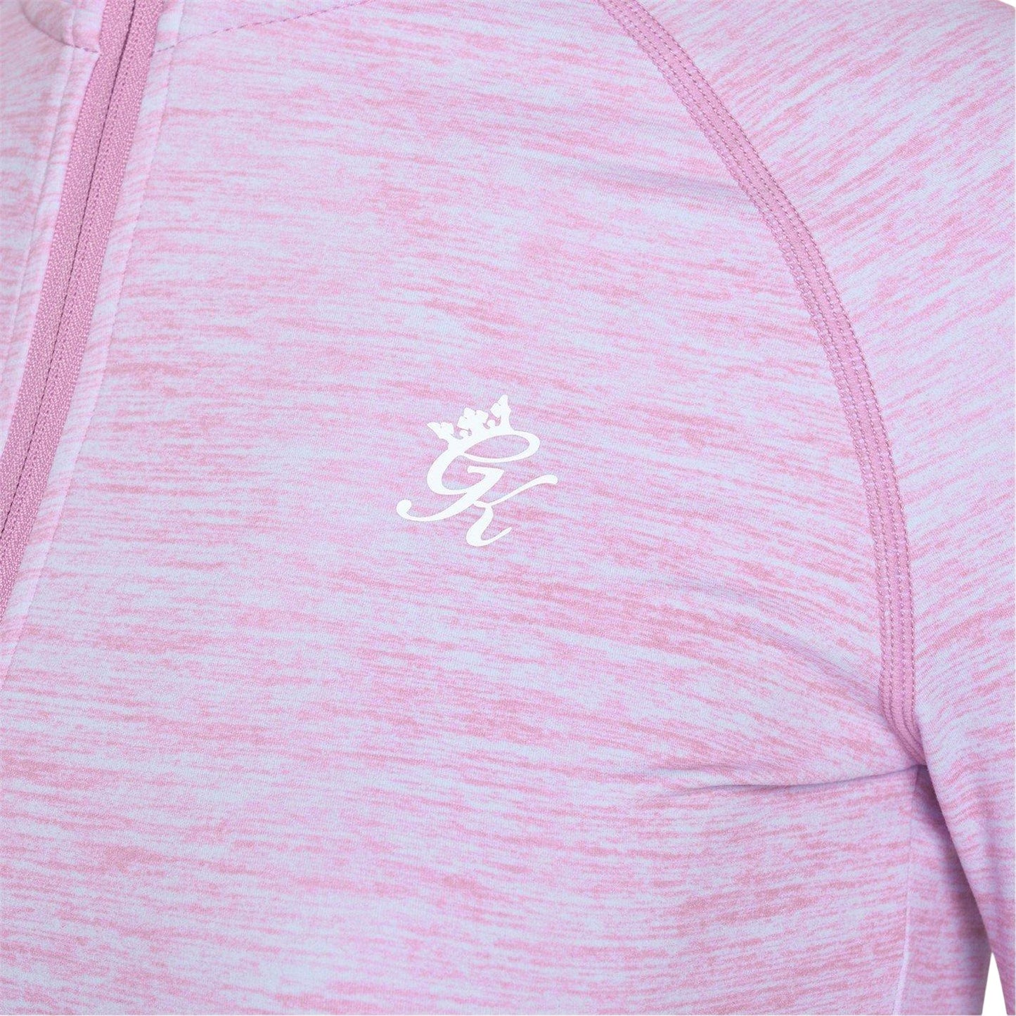 Pink Marl - Side - Gym King Womens-Ladies Heathered Full Zip Raglan Jacket
