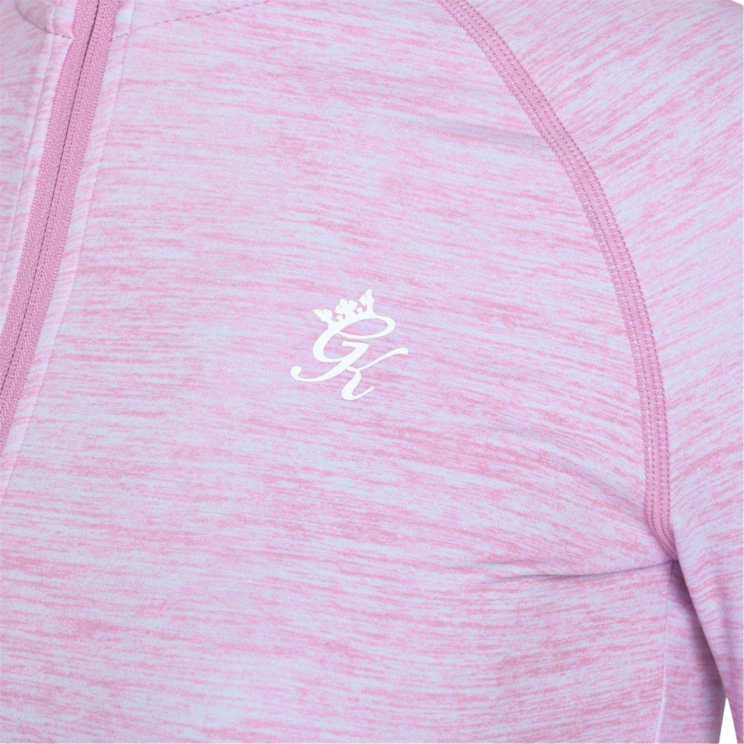 Pink Marl - Side - Gym King Womens-Ladies Heathered Full Zip Raglan Jacket