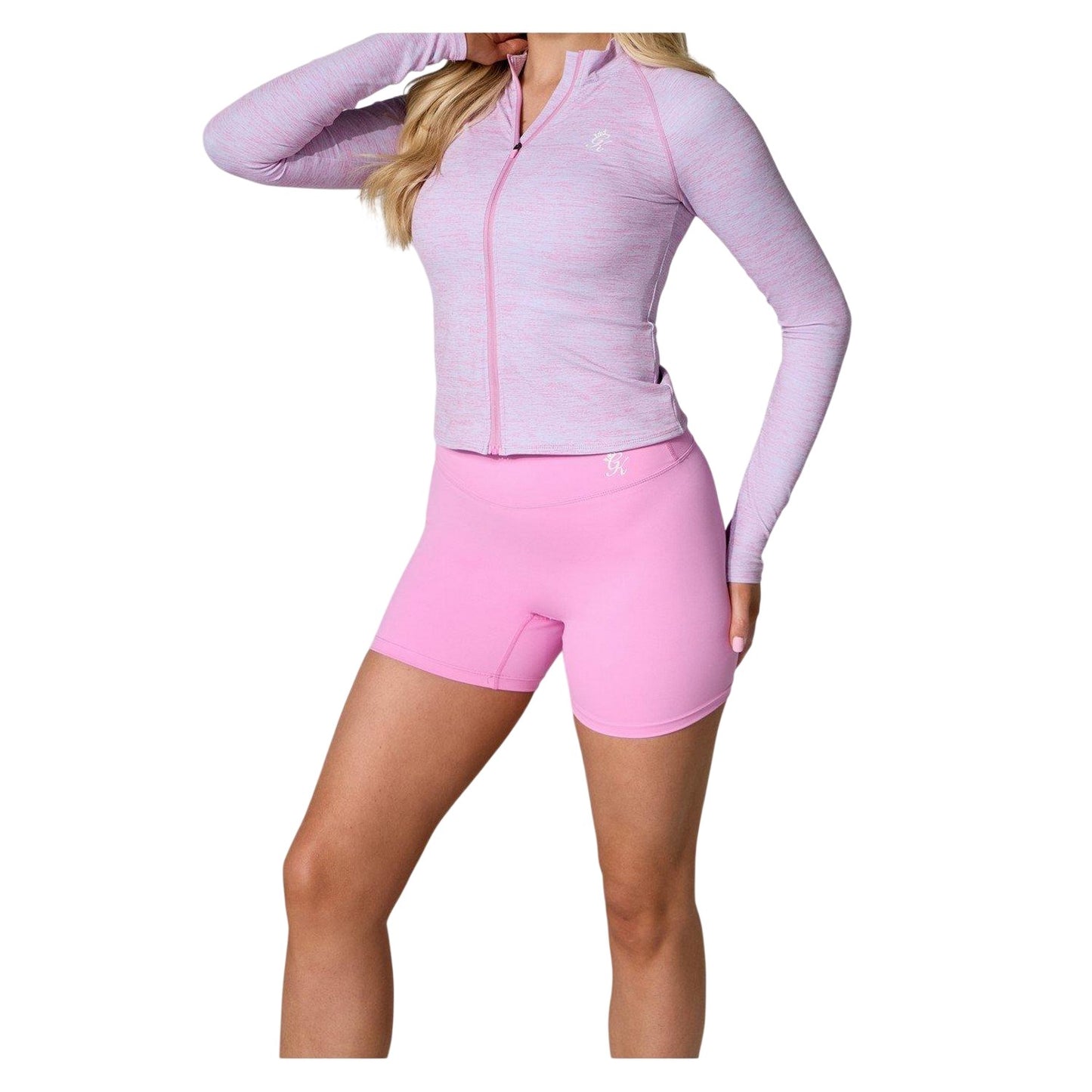 Pink Marl - Lifestyle - Gym King Womens-Ladies Heathered Full Zip Raglan Jacket