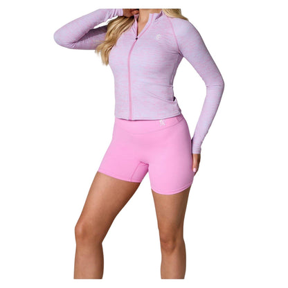 Pink Marl - Lifestyle - Gym King Womens-Ladies Heathered Full Zip Raglan Jacket