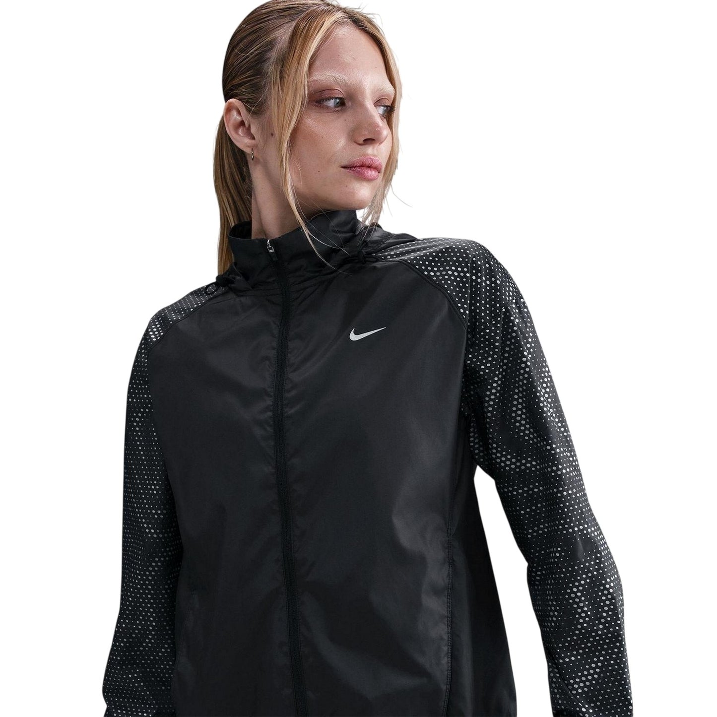 Black-Silver - Side - Nike Womens-Ladies T Flash Jacket