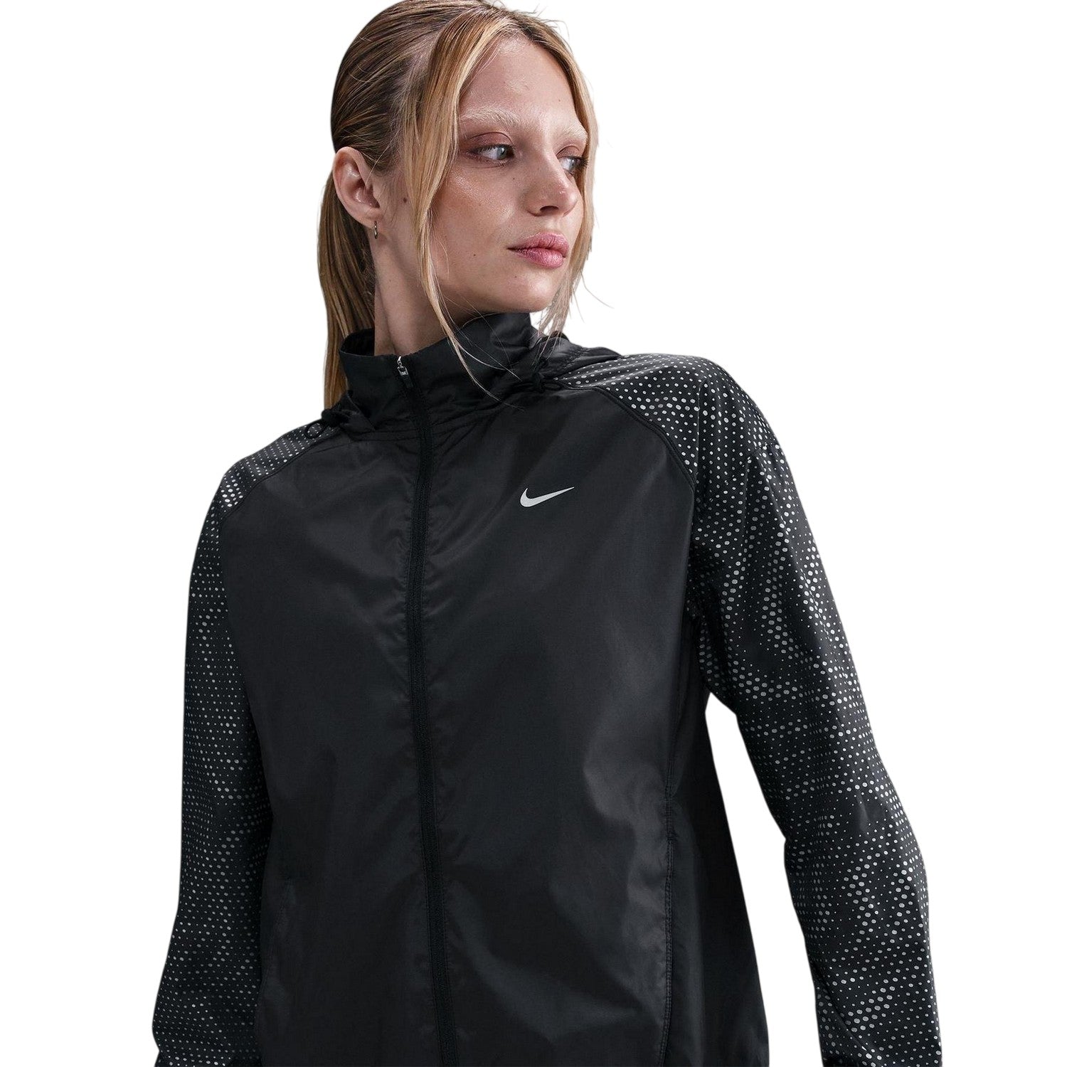 Black-Silver - Side - Nike Womens-Ladies T Flash Jacket