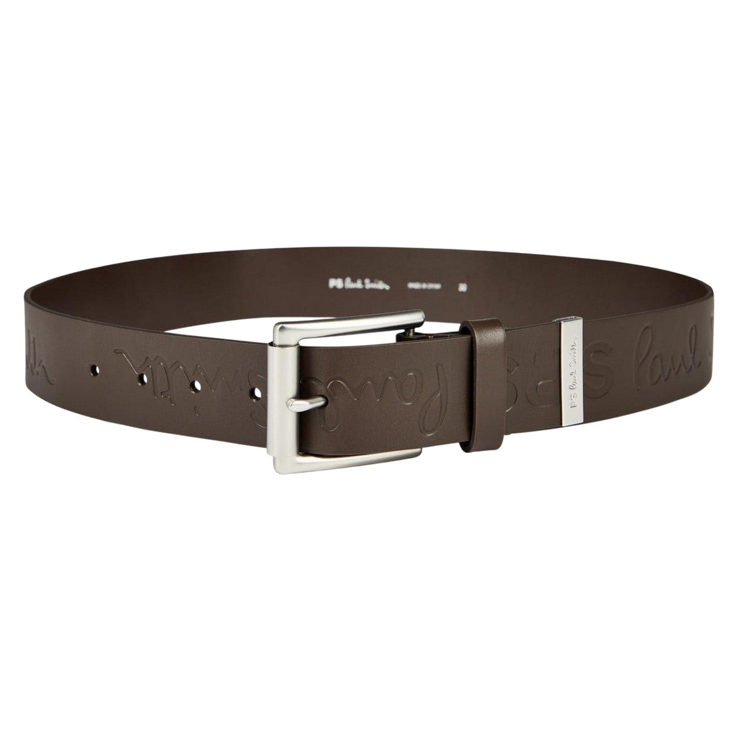 Brown - Front - Paul Smith Unisex Adult Embossed Leather Belt