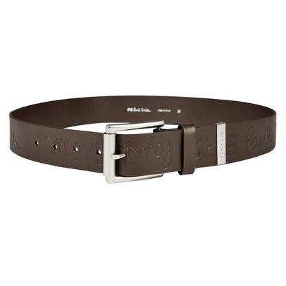 Brown - Front - Paul Smith Unisex Adult Embossed Leather Belt