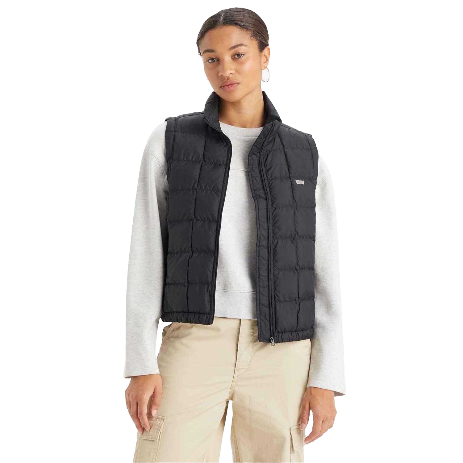 Black - Side - Levis Womens-Ladies Briar Puffer Gilet