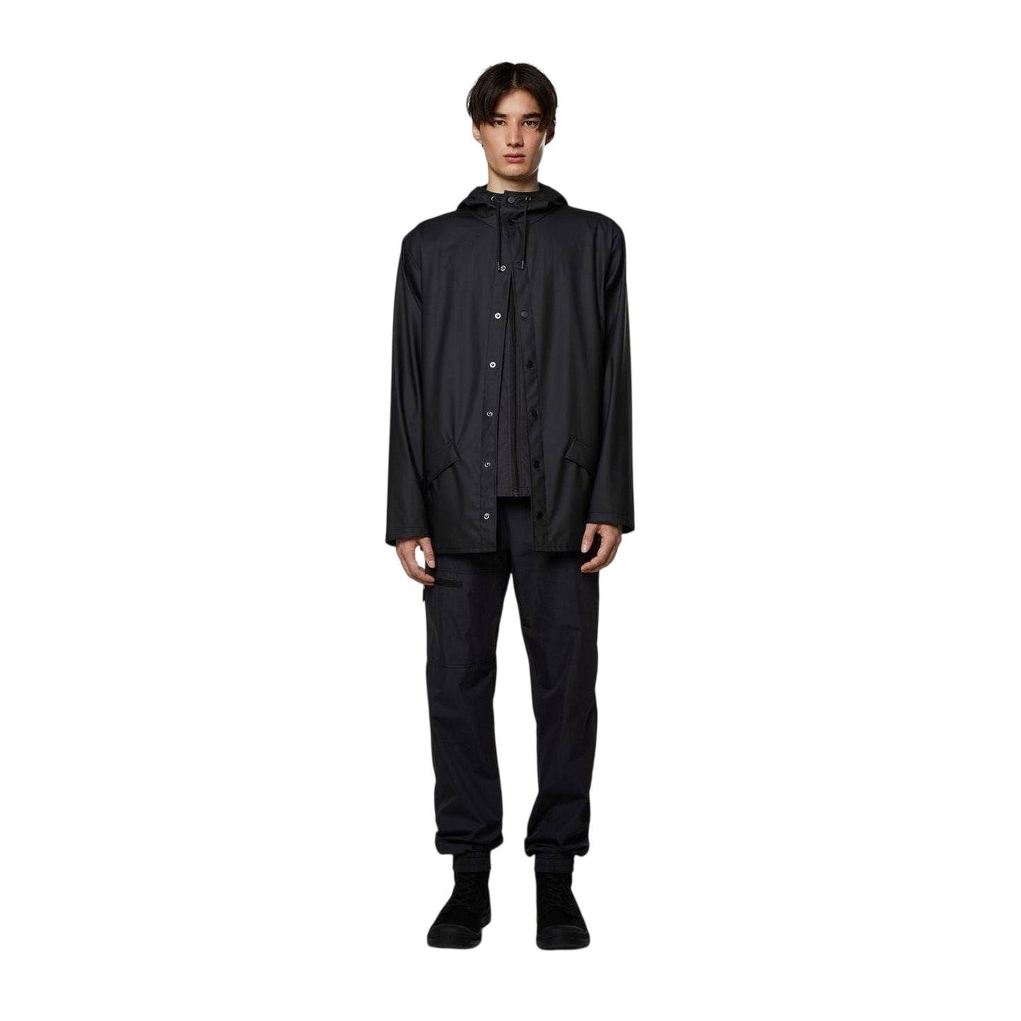 Black - Side - Rains Mens Waterproof Jacket