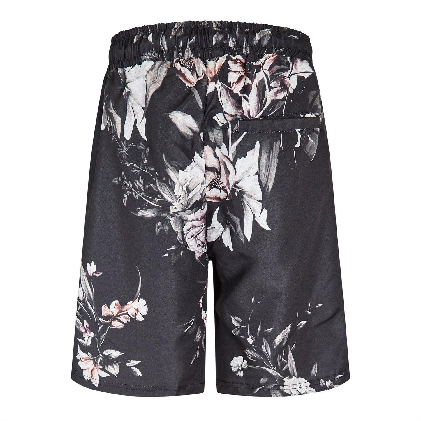 Black - Back - Criminal Damage Mens Sinclair Fleece Floral Relaxed Fit Shorts