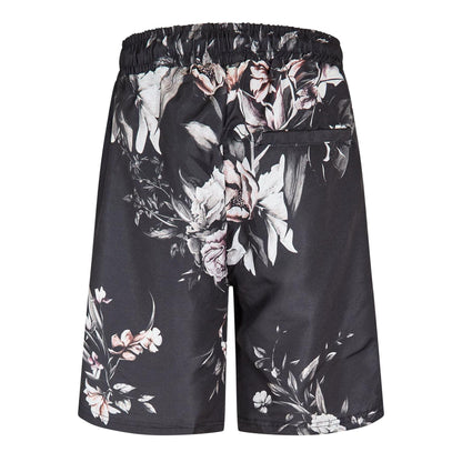 Black - Back - Criminal Damage Mens Sinclair Fleece Floral Relaxed Fit Shorts