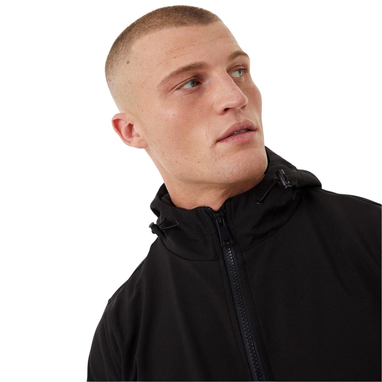 Black - Side - Everlast Mens Plain Hooded Soft Shell Jacket