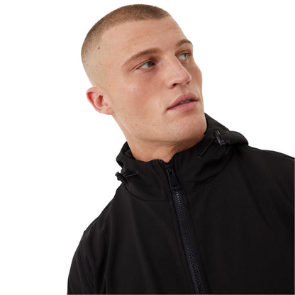 Black - Side - Everlast Mens Plain Hooded Soft Shell Jacket
