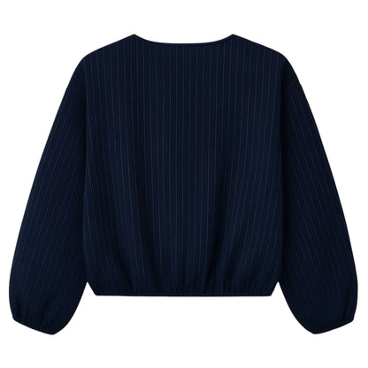 Navy - Back - I Saw It First Womens-Ladies Fitted Puffed Bomber Jacket