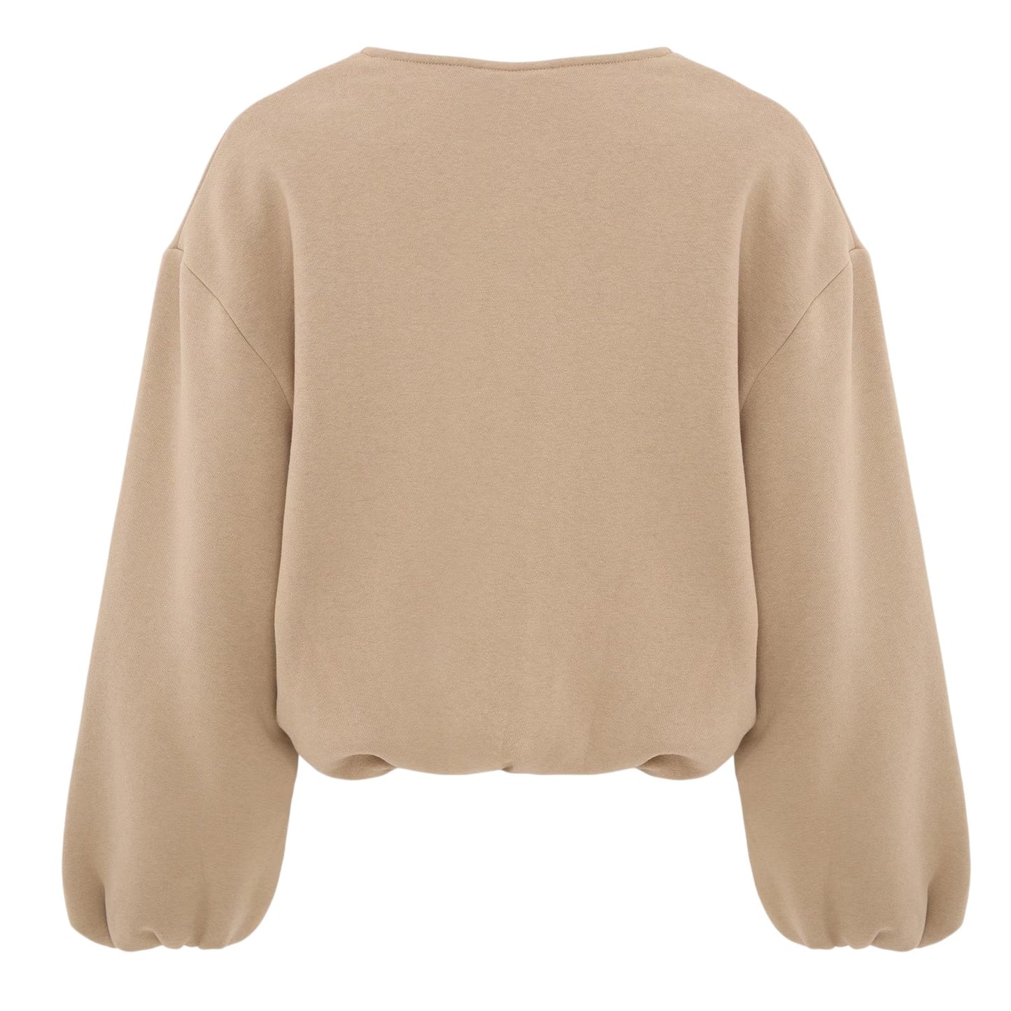 Taupe - Back - I Saw It First Womens-Ladies Elasticated Hem Bomber Jacket