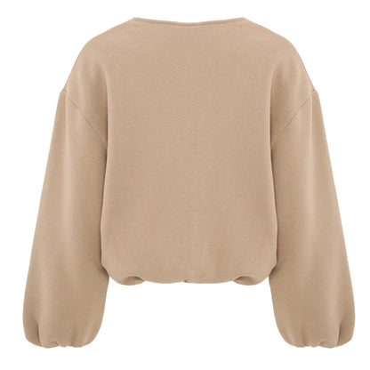 Taupe - Back - I Saw It First Womens-Ladies Elasticated Hem Bomber Jacket