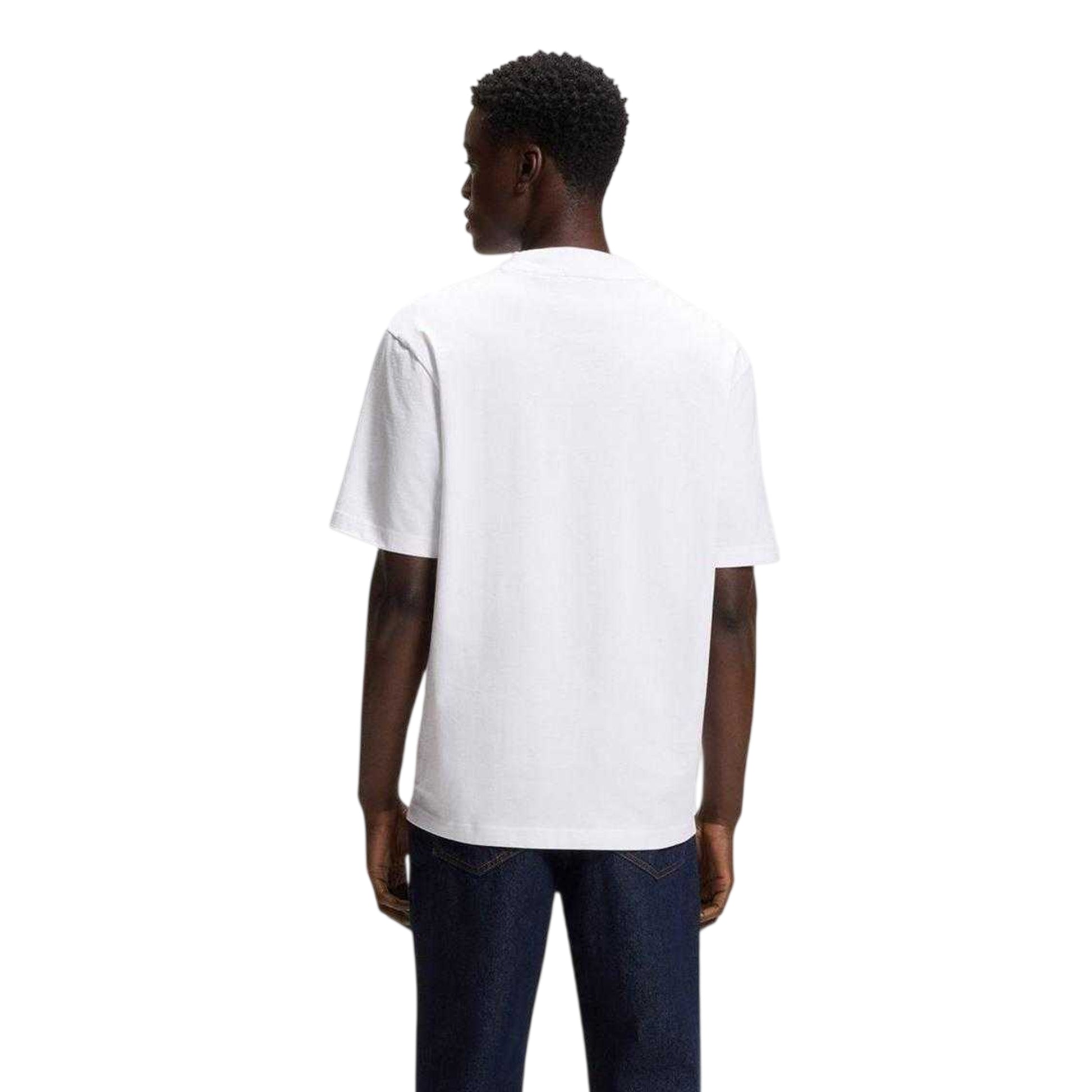 White - Back - Hugo Mens Nieros Logo Cotton T-Shirt