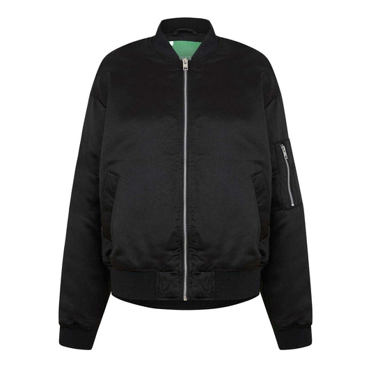 Black - Front - JJXX Womens-Ladies Satin Bomber Jacket