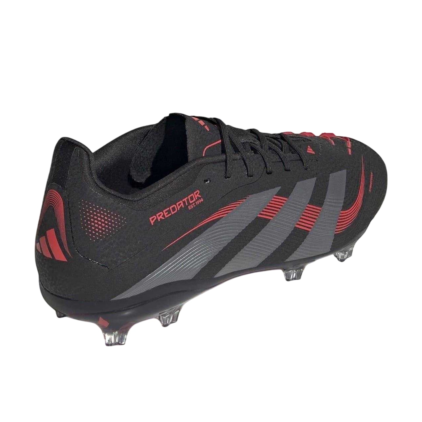 Black-Grey - Back - Adidas Childrens-Kids Predator Elite Firm Ground Football Boots