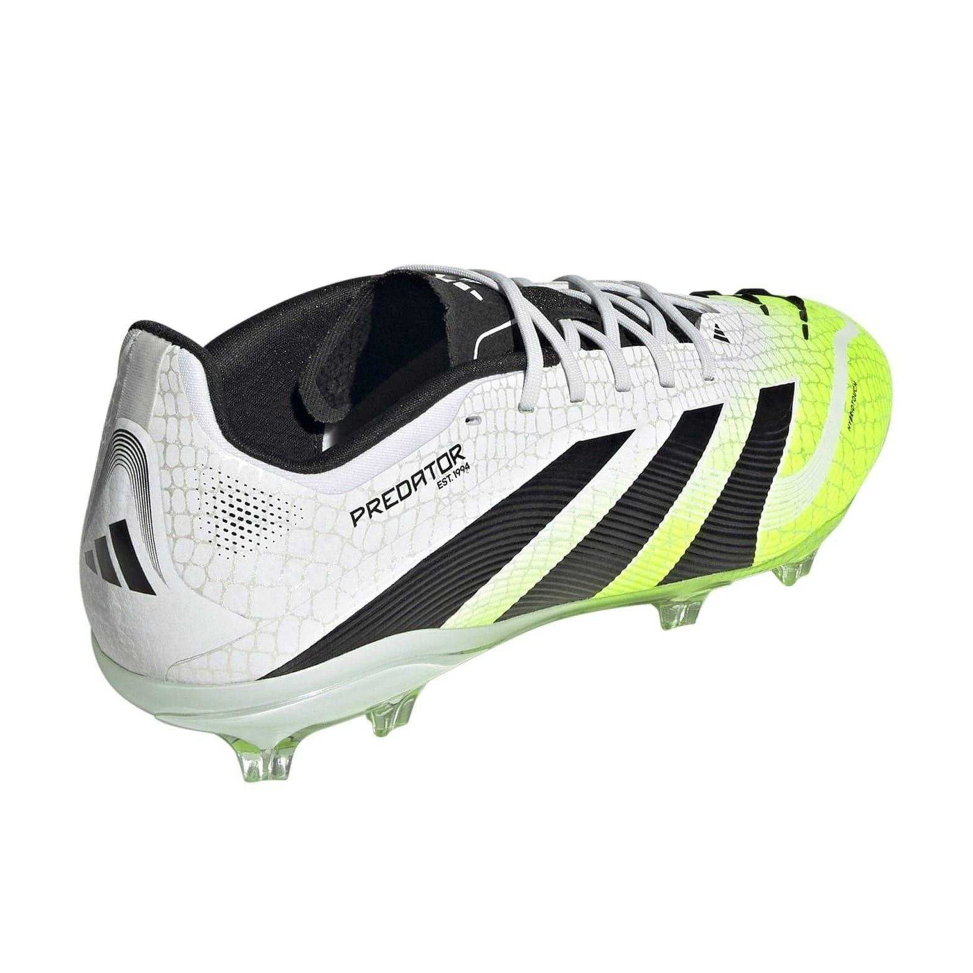 White-Black-Lemon - Back - Adidas Childrens-Kids Predator Elite Firm Ground Football Boots
