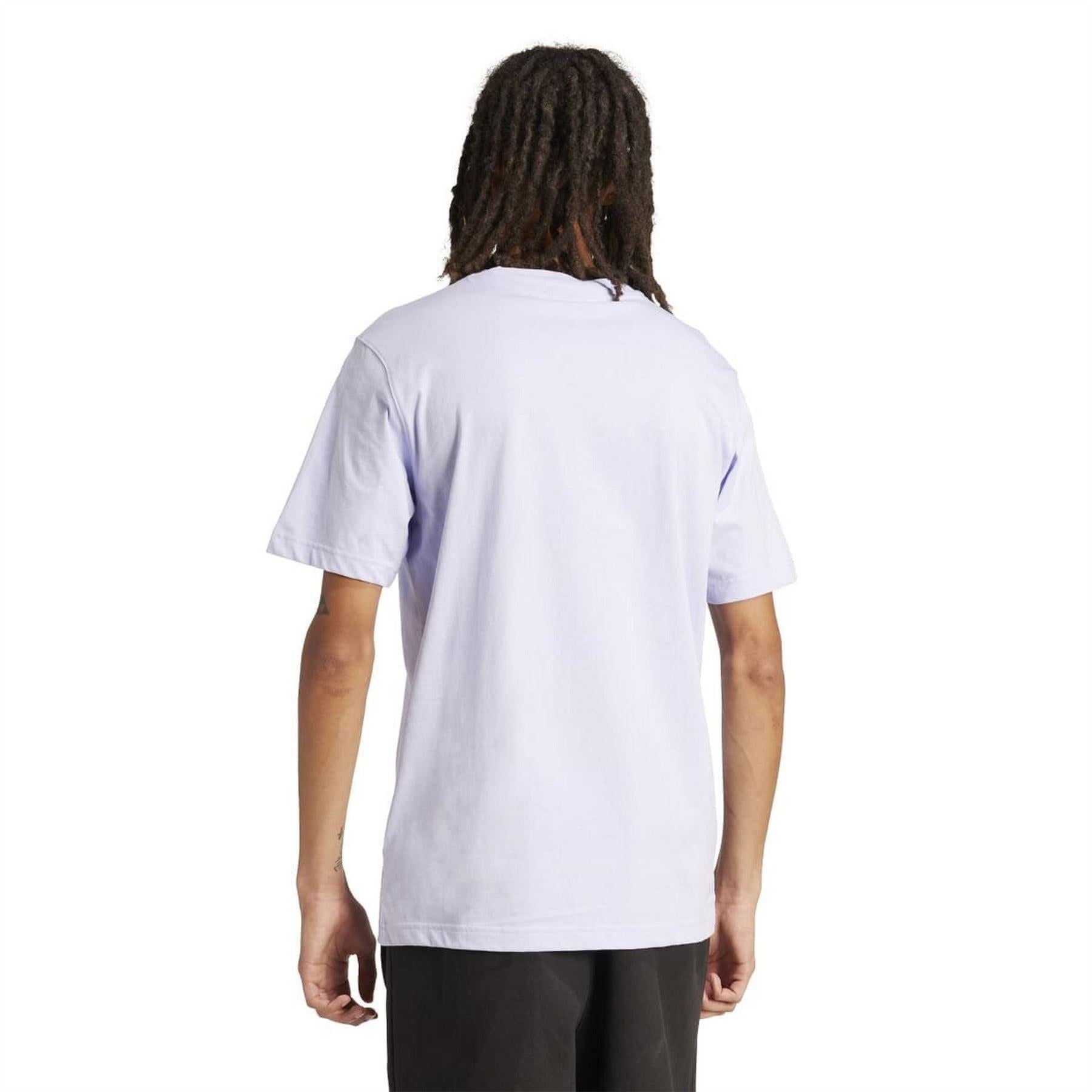 Violet - Back - Adidas Mens Essentials Logo Regular T-Shirt