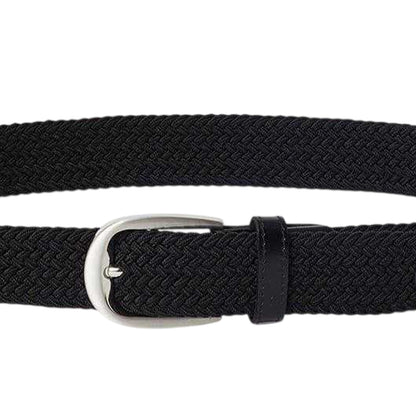 Black - Back - Osprey Mens Sam Plaited Leather Trim Belt