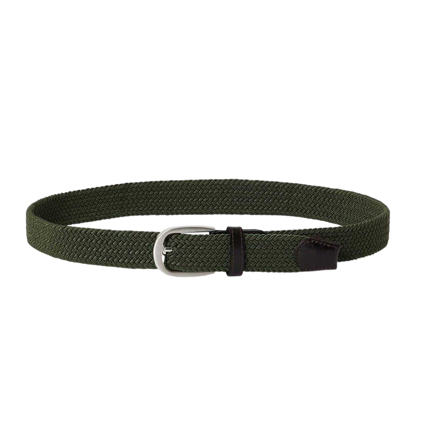 Forest - Front - Osprey Mens Sam Plaited Leather Trim Belt
