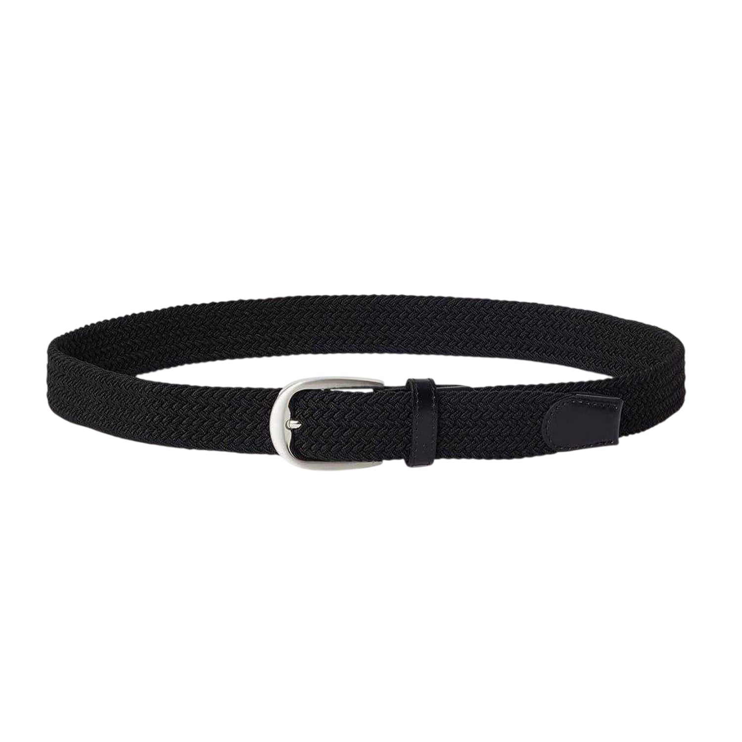 Black - Front - Osprey Mens Sam Plaited Leather Trim Belt