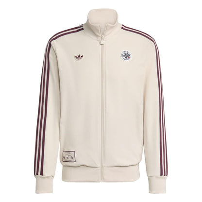 White - Front - Adidas Mens Terrace Icons Ajax Amsterdam Tracksuit Top