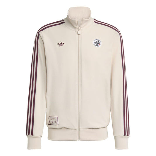White - Front - Adidas Mens Terrace Icons Ajax Amsterdam Tracksuit Top