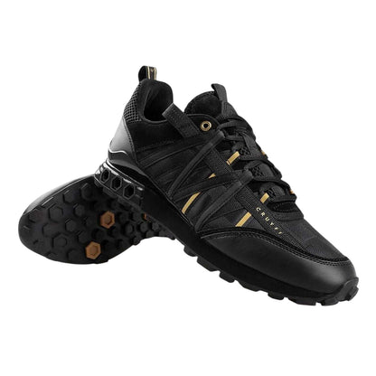 Black-Gold - Side - Cruyff Mens Fearia Hex-Tech Trainers