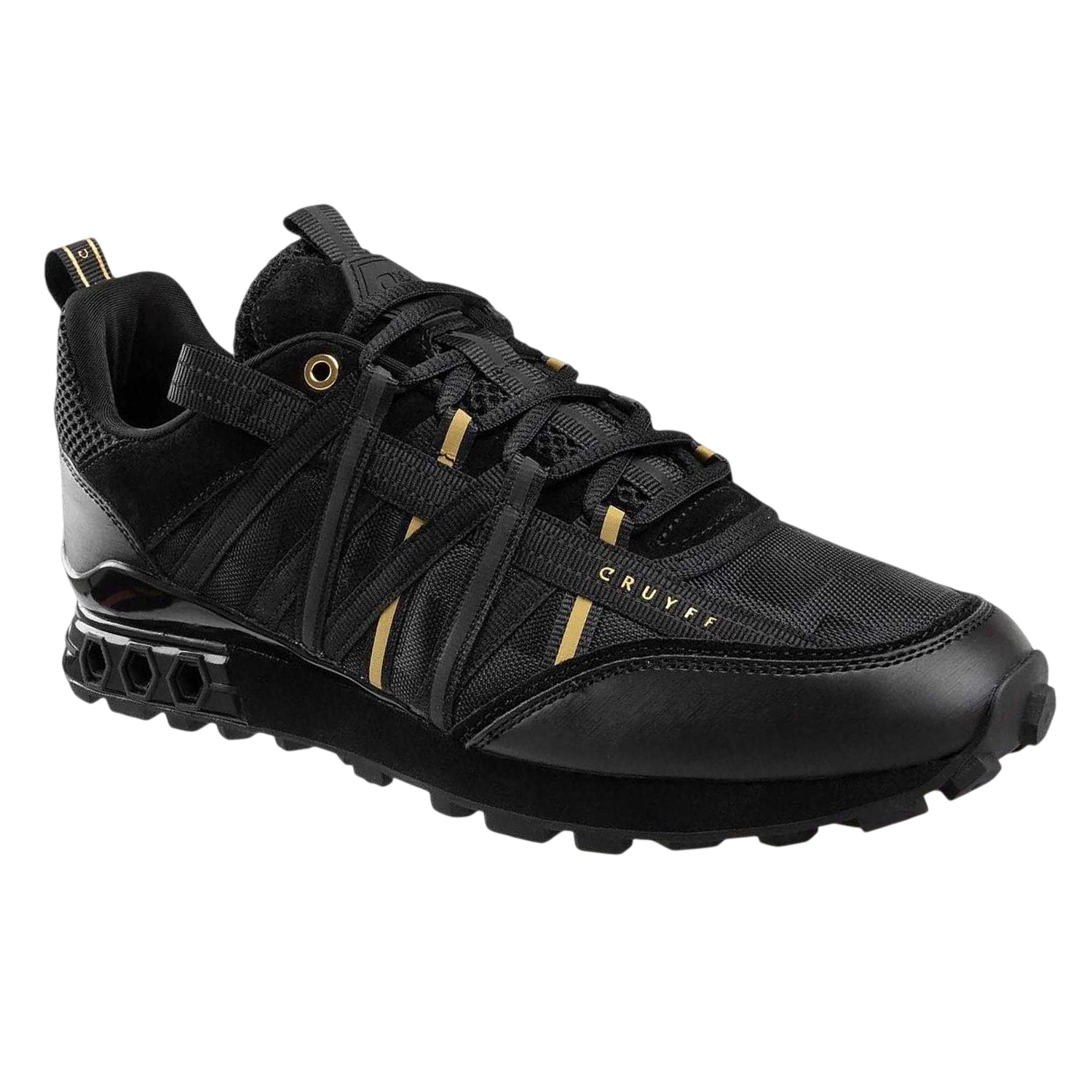Black-Gold - Front - Cruyff Mens Fearia Hex-Tech Trainers