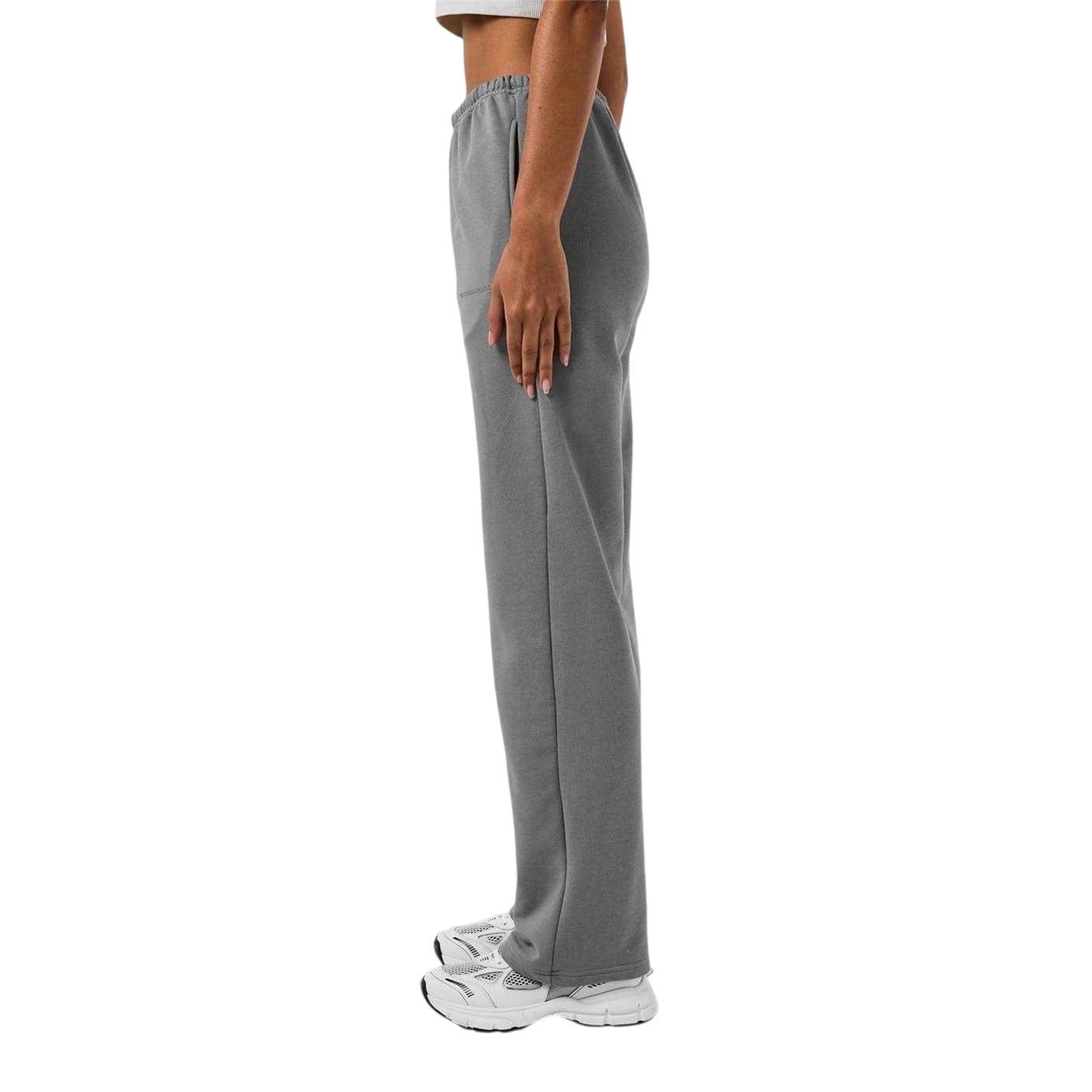 Wolf Grey - Side - Sisters and Seekers Womens-Ladies Embroidered Logo Wide Leg Sweatpants